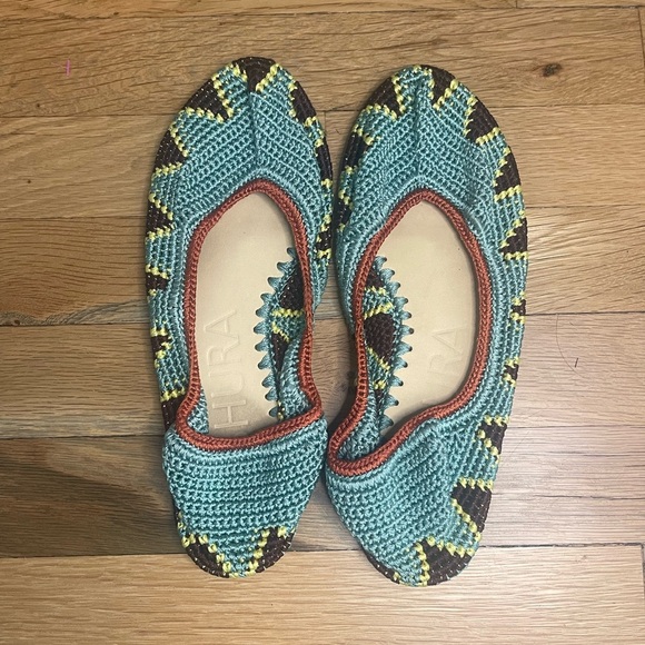 Kashura Ballerina Low Sage Crochet Flats Size 10 - Picture 6 of 9